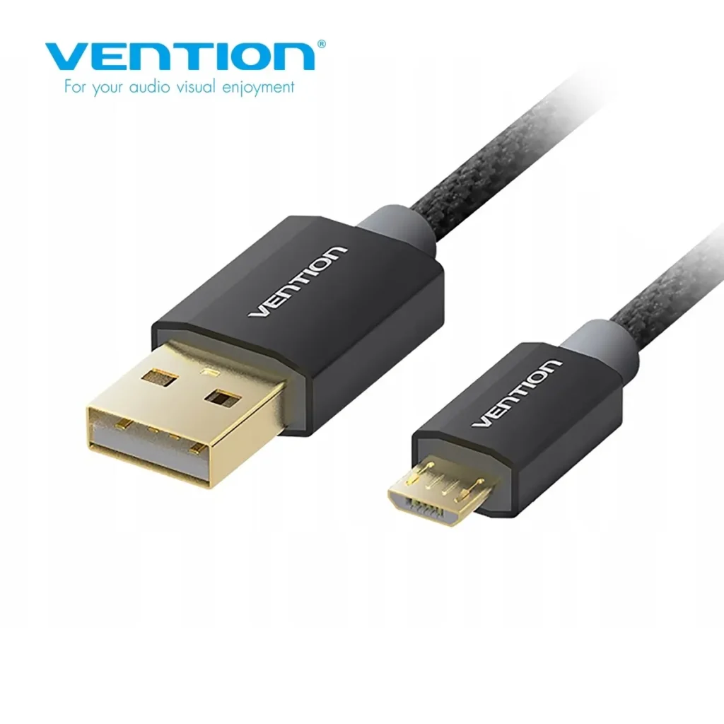 CADBH, VENTION CADBH Cotton Braided USB2.0 A Male to Micro B Male Cable 2M Black