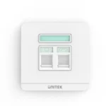 T013A UNITEK Dual RJ45 Ethernet Wall Plate Dual Port Wall Plate, 86mm x 86mm