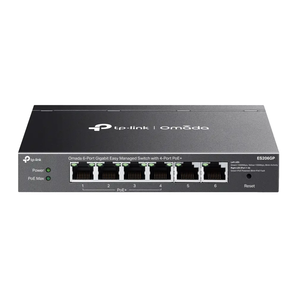 TP-Link, Omada ES206GP, 6-Port Gigabit Easy Managed Switch with 4-Port PoE+