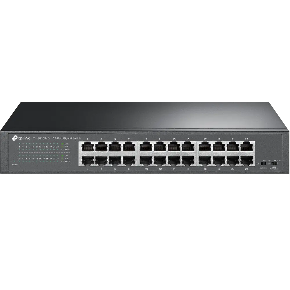 TP-Link, TL-SG1024D, 24-port Gigabit Switch, 24 10/100/1000M RJ45 ports, metal case