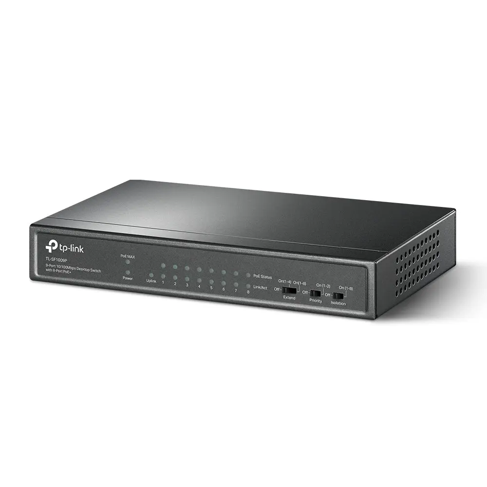 TP-Link, TL-SF1009P, 9-port 10/100Mbps Desktop Switch with 8-Port PoE+