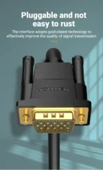 DAEBH, VENTION, Cable, VGA(3+6) Male to Male Cable with ferrite cores 2M Black.