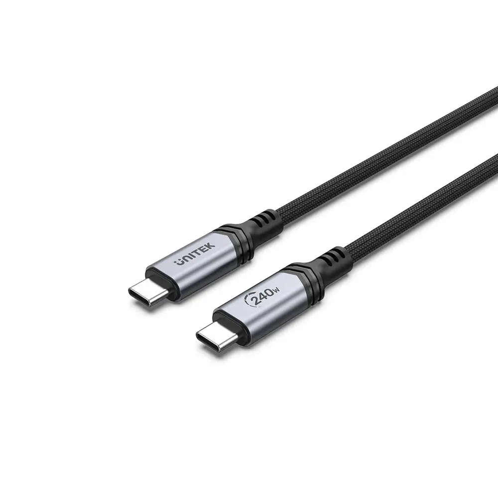 C14110GY-2M,UNITEK 2M, CM to CM Power Delivery 3.1 240W Charging Cable, Black