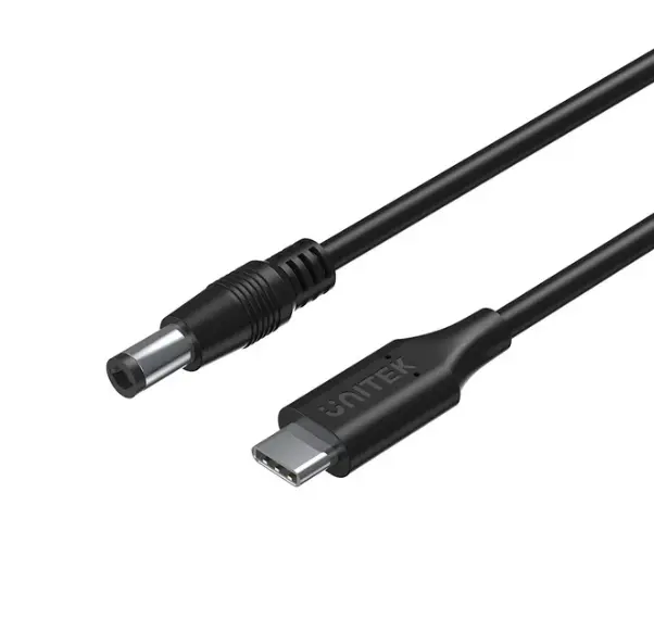 C14116BK-1.8M, UNITEK, 1.8M, 65W USB-C to DC5.5*2.5mm Charging Cable for Toshiba Laptops