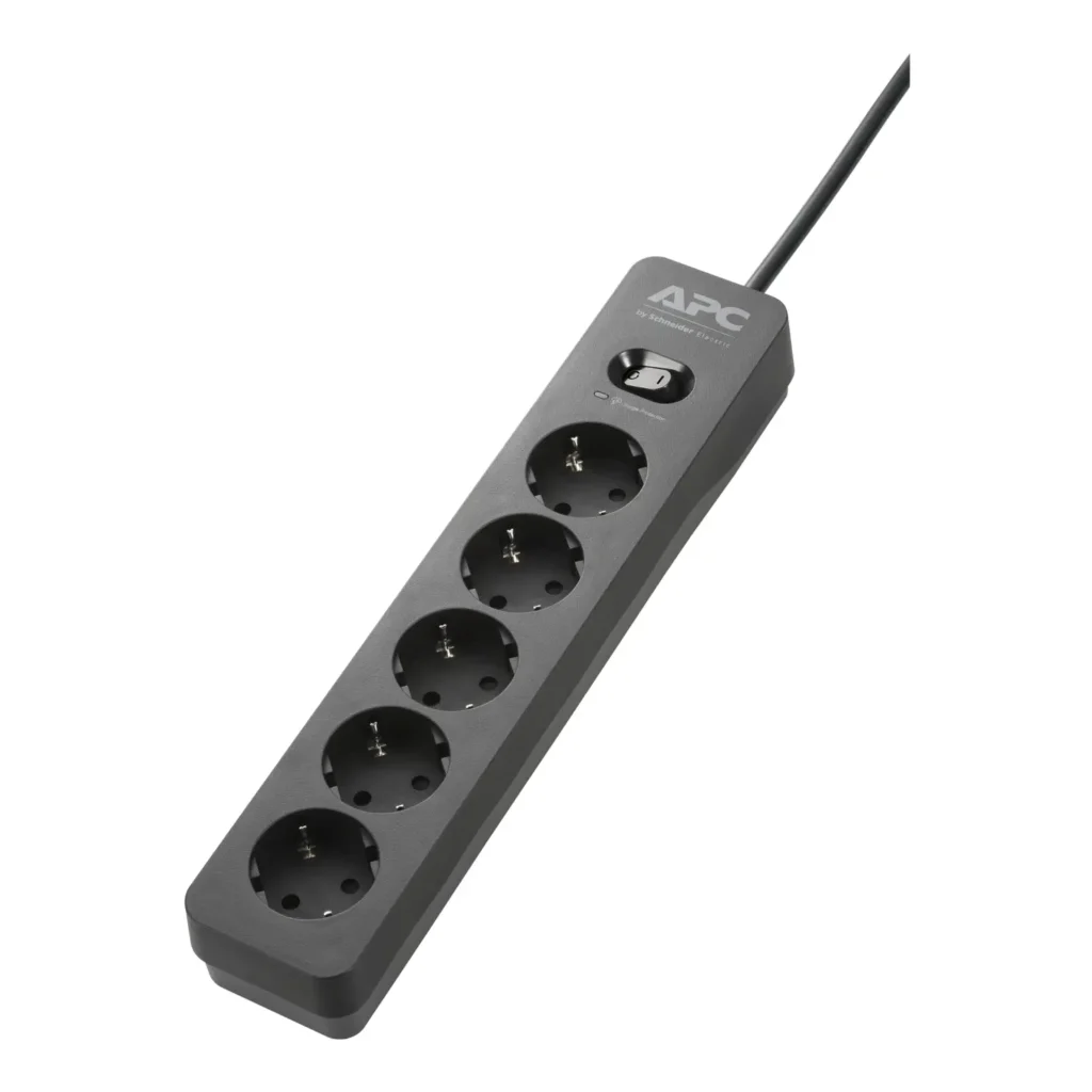 PME5B-GR, APC, Surge Protector, Essential SurgeArrest 5 Outlet, 1.5 m, 230V/10 A , 2300 W, Germany, Black.