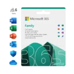 6GQ-00084 Microsoft 365 Family 1 year Electronic keys Works on PC, Mac, iPhone, iPad, and Android phones and tablets Up to 6