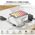 C14146A, UNITEK, Cable, PD100W 2-in-1 USB-C Charging Cable 1.8M .