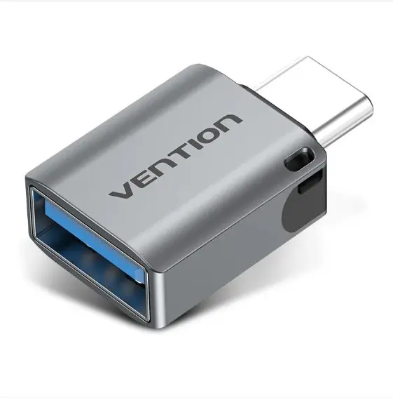 CDQH0 VENTION USB-C Male to USB 3.0 Female OTG Adapter Gray Aluminum Alloy Type