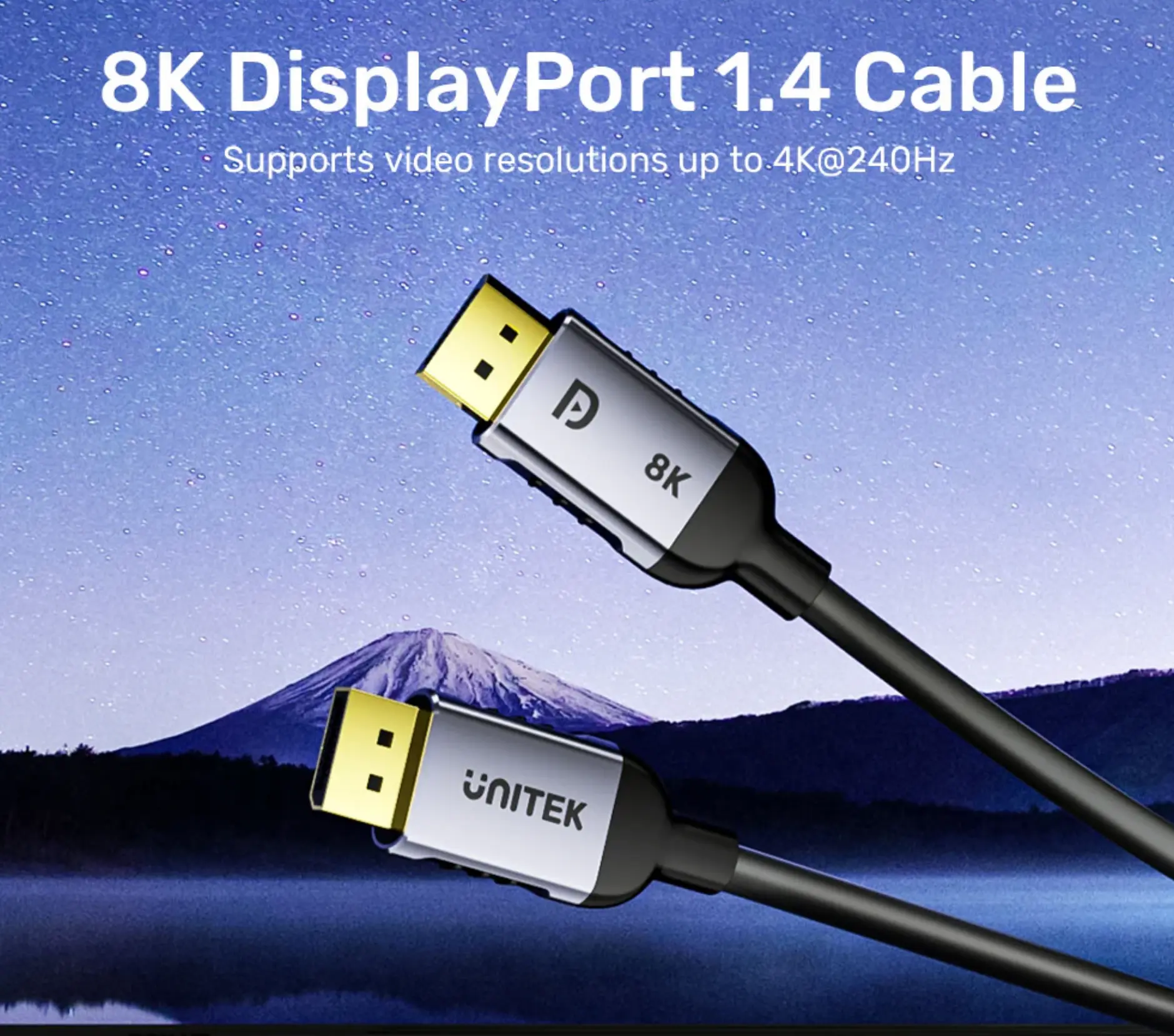 C1628GY UNITEK 1.5M, DP1.4 Male To Male Cable (8K) C1628GY UNITEK 1.5M, DP1.4 Male To Male Cable (8K)