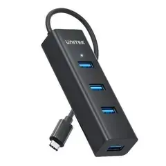 Y-3089Z01, UNITEK 4-in-1 USB-C 5Gbps Hub (4*USB-A) Black