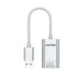Y-247A, UNITEK, USB Adapter, USB 2.0 External Sound Card Adapter for Stereo Audio, 48KHz 16-bit Silver Color.
