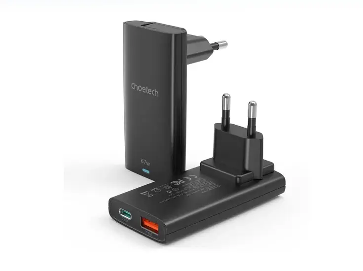 XX-PD6011-EU-BK, Choetech PD6011 67W GAN Ultrathin A+C Wall Charger Black