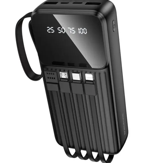 BJ76A, BOROFONE, Power Bank, 20000mAh, with 4 cables, black.