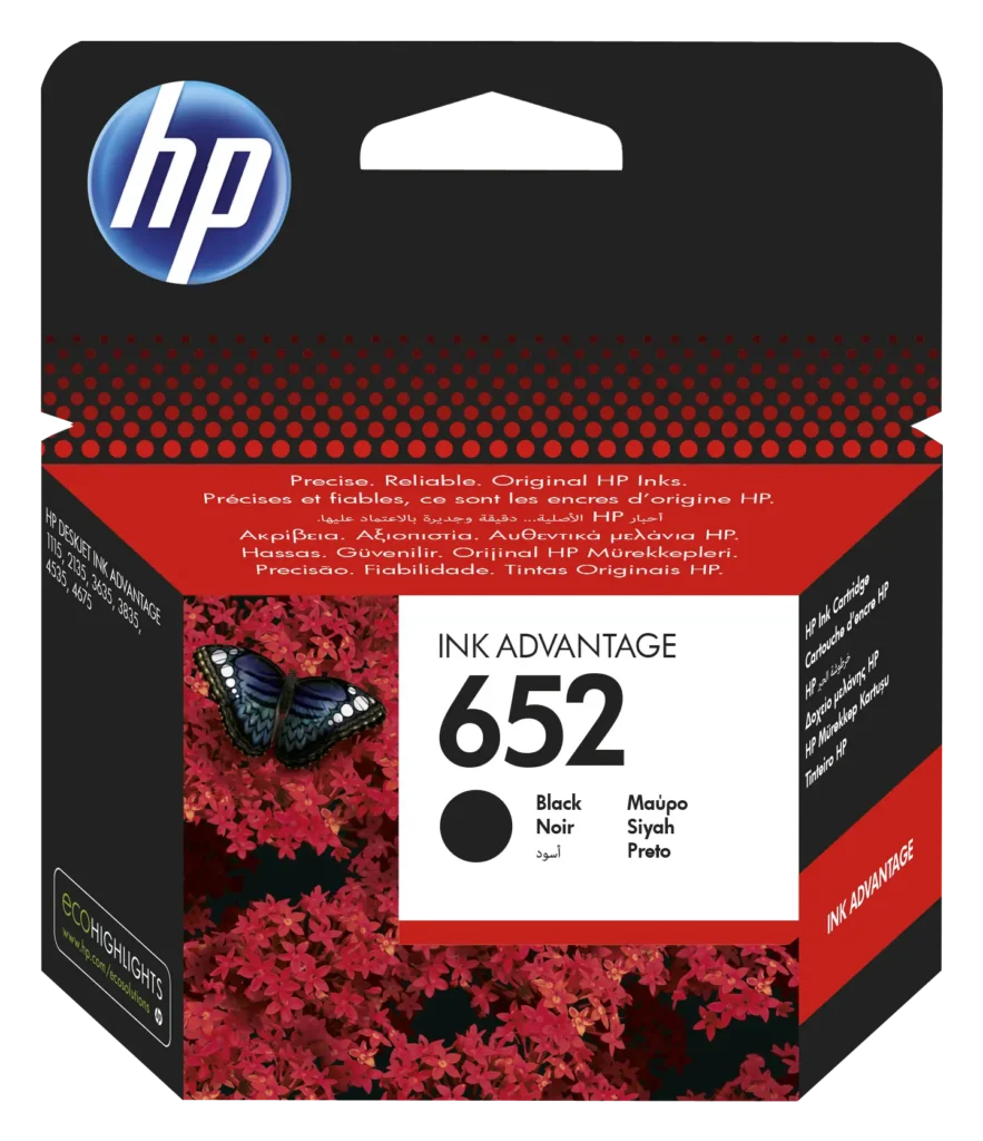 HP 652 Black Ink Cartridge, F6V25AE.