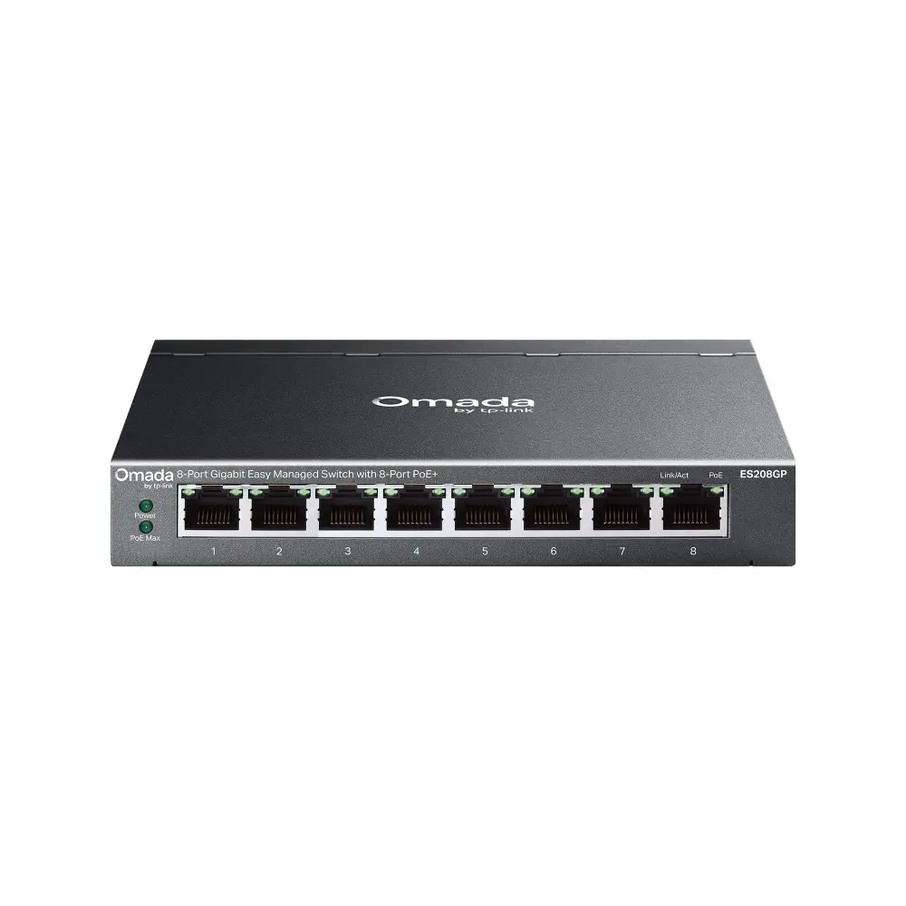 TP-Link, ES208GP, Switch, Omada 8-Port Gigabit Easy Managed Switch with 8-Port PoE+