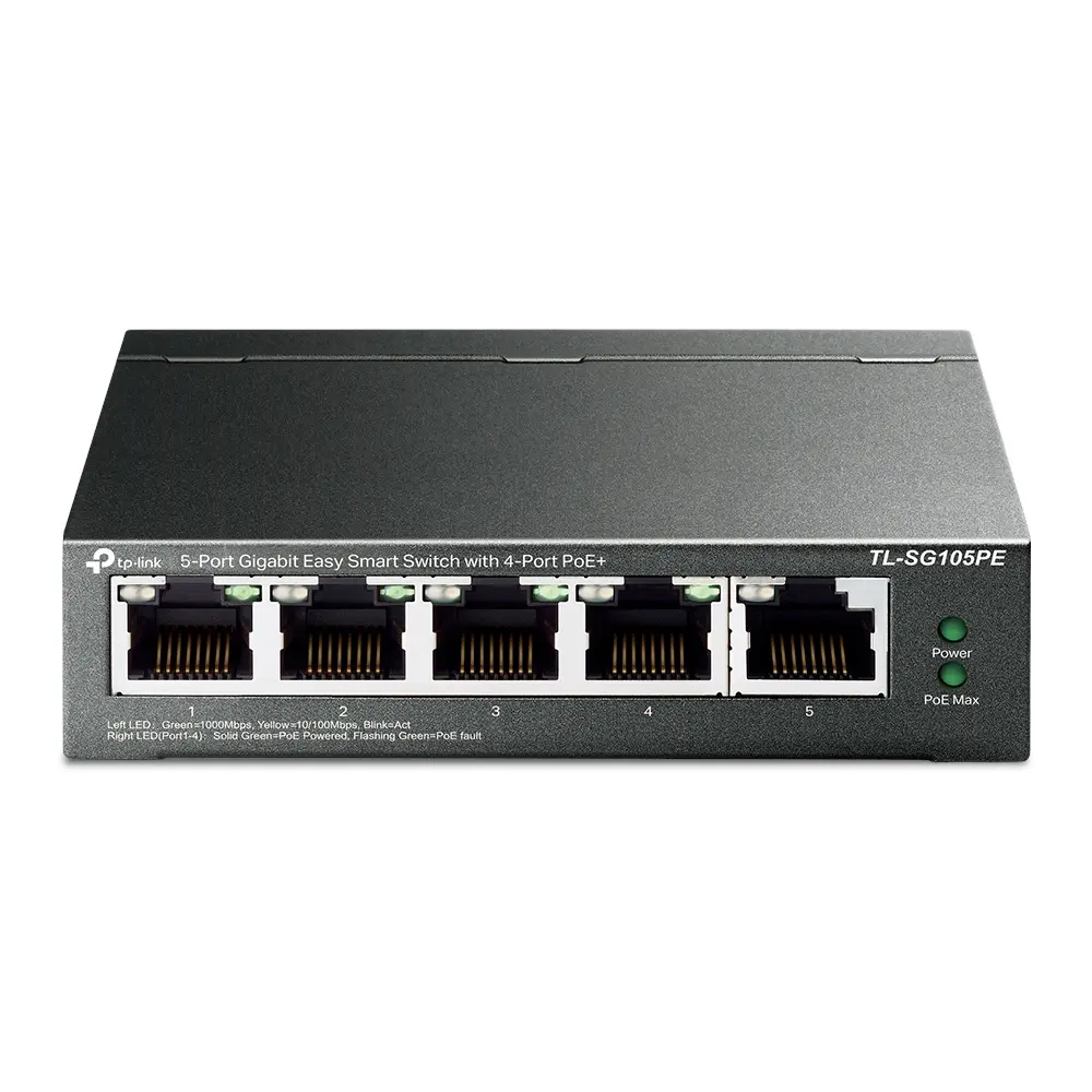 TP-Link, TL-SG105PE, 5-Port Gigabit Easy Smart Switch with 4-Port PoE+