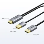 V1714A, UNITEK, Adapter, 1.8M, 4K 60Hz HDMI to DP Cable with USB Power Plug.
