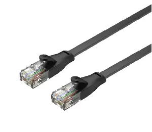 C1810GBK, UNITEK, Pach Cord, 2M, CAT.6 Flat Cable - RJ45 (8P8C) Male, Black Color.