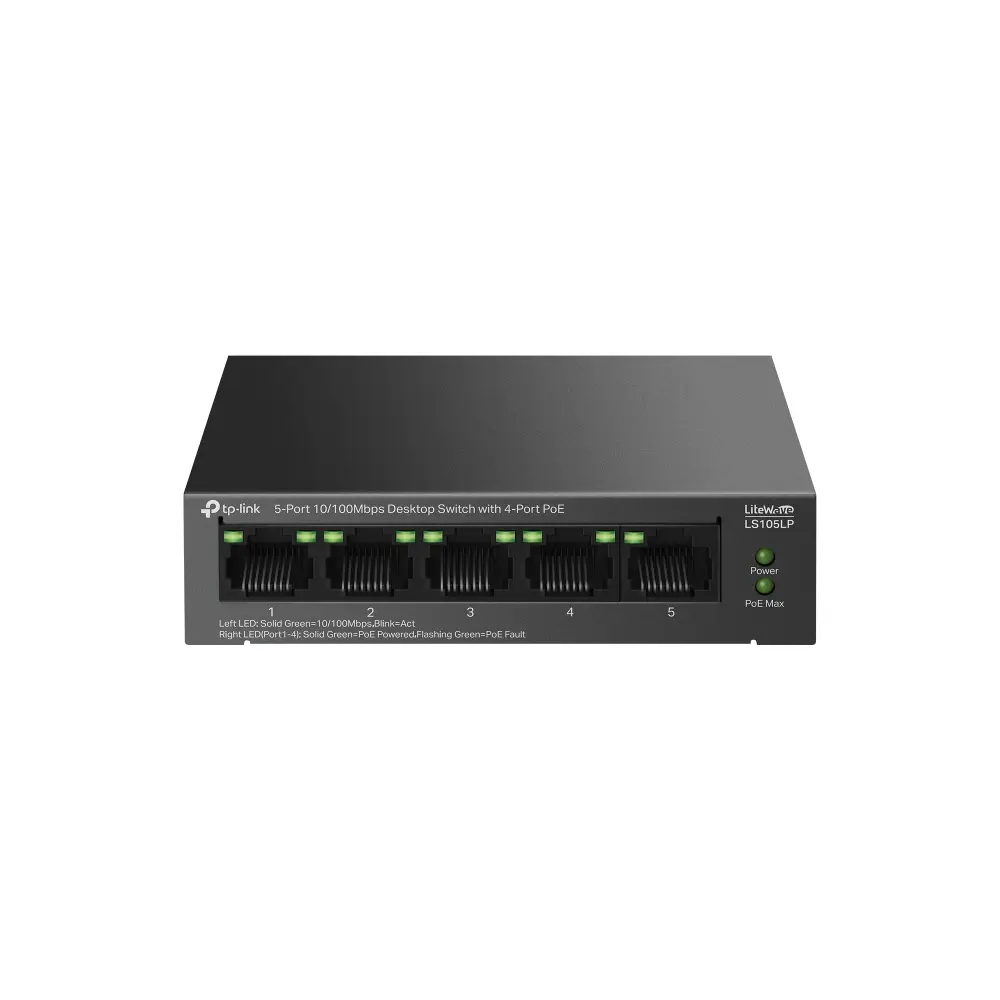 TP-Link, LS105LP, 5-Port 10/100Mbps Desktop Switch with 4-Port PoE+