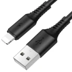 KD-USB3010BK,KINGDA fast charging cable,1m USB to Litning - with nylon brading,high quality,black,