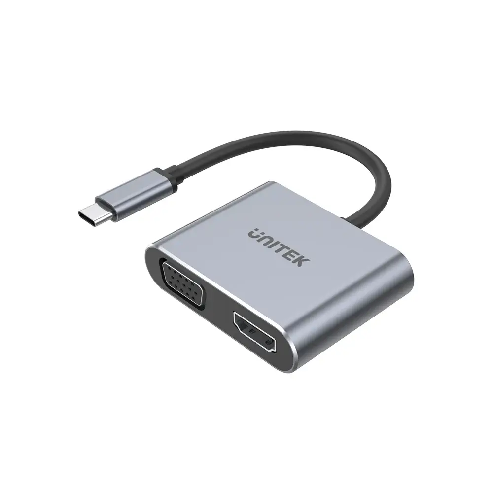 V1126A,UNITEK USB3.1 Type-C To HDMI (4K 60Hz) + VGA Adapter with MST, Space Grey