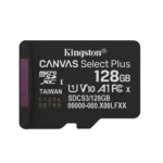 SDCS3/128GBSP, KINGSTON, Memory Card, 128GB, Canvas Select Plus microSD,Class 10, UHS-I read speeds up to 150 MB/s.