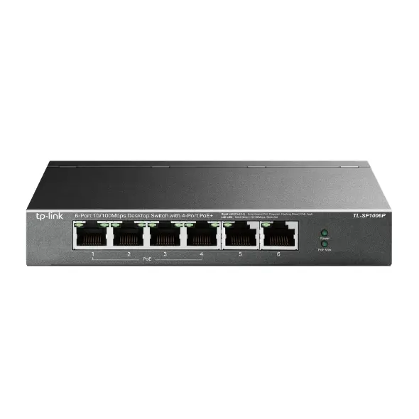TP-Link, TL-SF1006P, 6-Port 10/100Mbps Desktop Switch with 4-Port PoE+