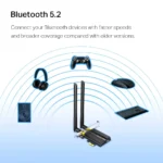 TP-Link, Archer TX50E, AX3000 Wi-Fi 6 Bluetooth 5.2 PCIe Adapter