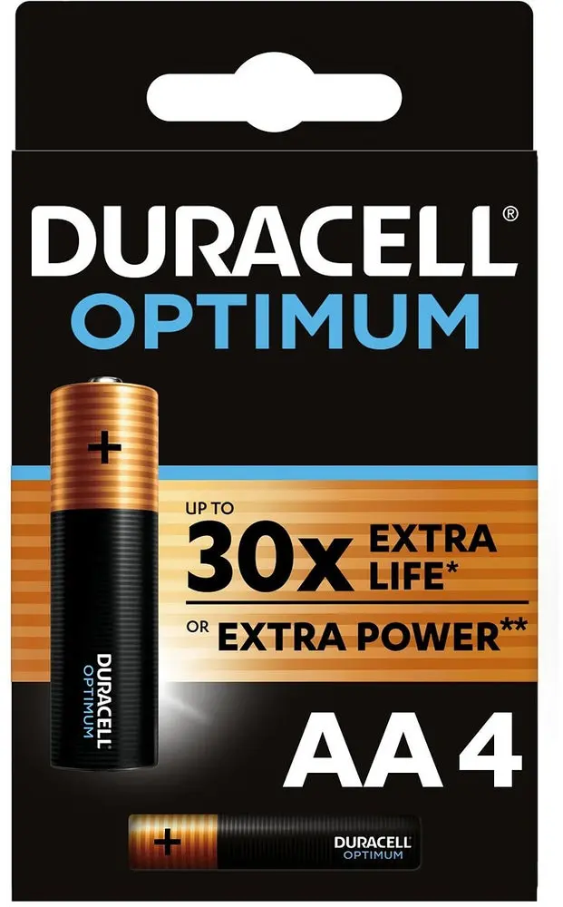 5000394158696 DURACELL OPTIMUM AA 4x BKP CEE 3L, MX1500, 1.5V/B, UP TO 30X EXTRA LIFE