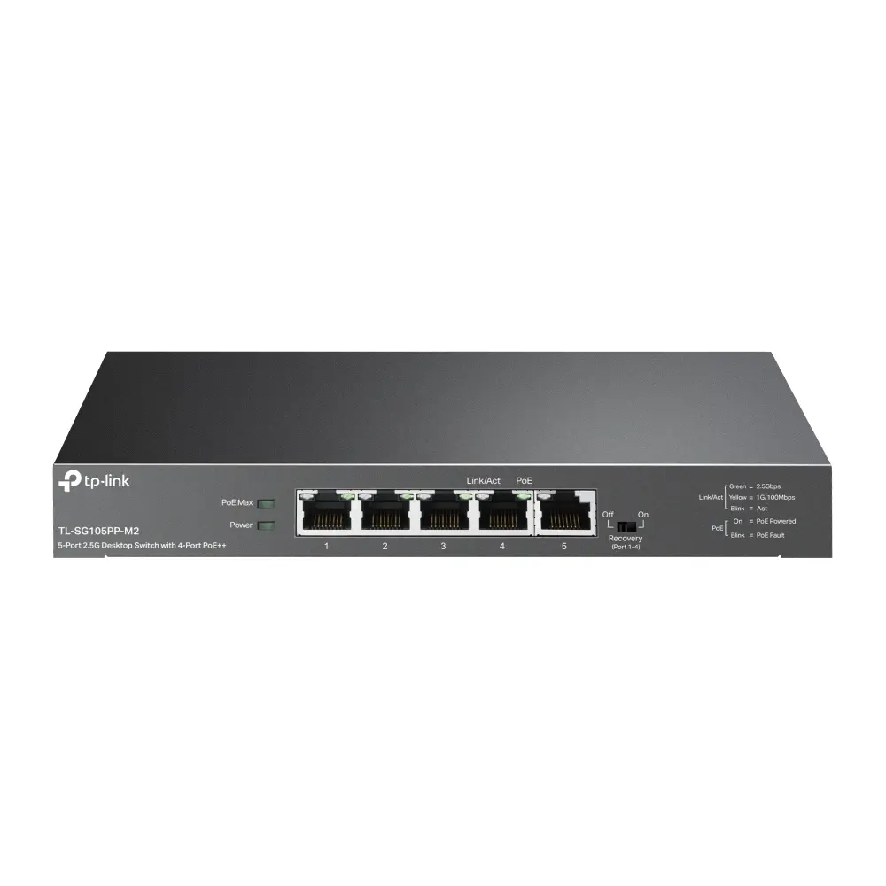 TP-Link, TL-SG105PP-M2, 5-Port 2.5G Desktop Switch with 4-Port PoE++, 123W