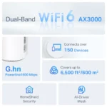 TP-LINK, Deco PX50(3-pack), AX3000+G1500 Whole Home Powerline Mesh Wi-Fi 6 System