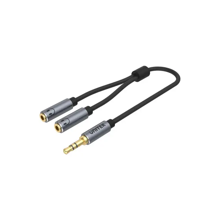 Y-C956ABK ,UNITEK, 0.2M, 3.5MM AUX Audio Cable - Male to 2*Female