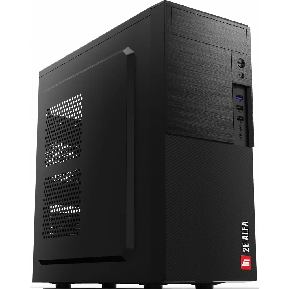 2E-E1903U-400, Computer case 2Е ALFA (E1903U-400) with PSU 2EATX400 MidT,2xUSB2.0,1xUSB3.0 black