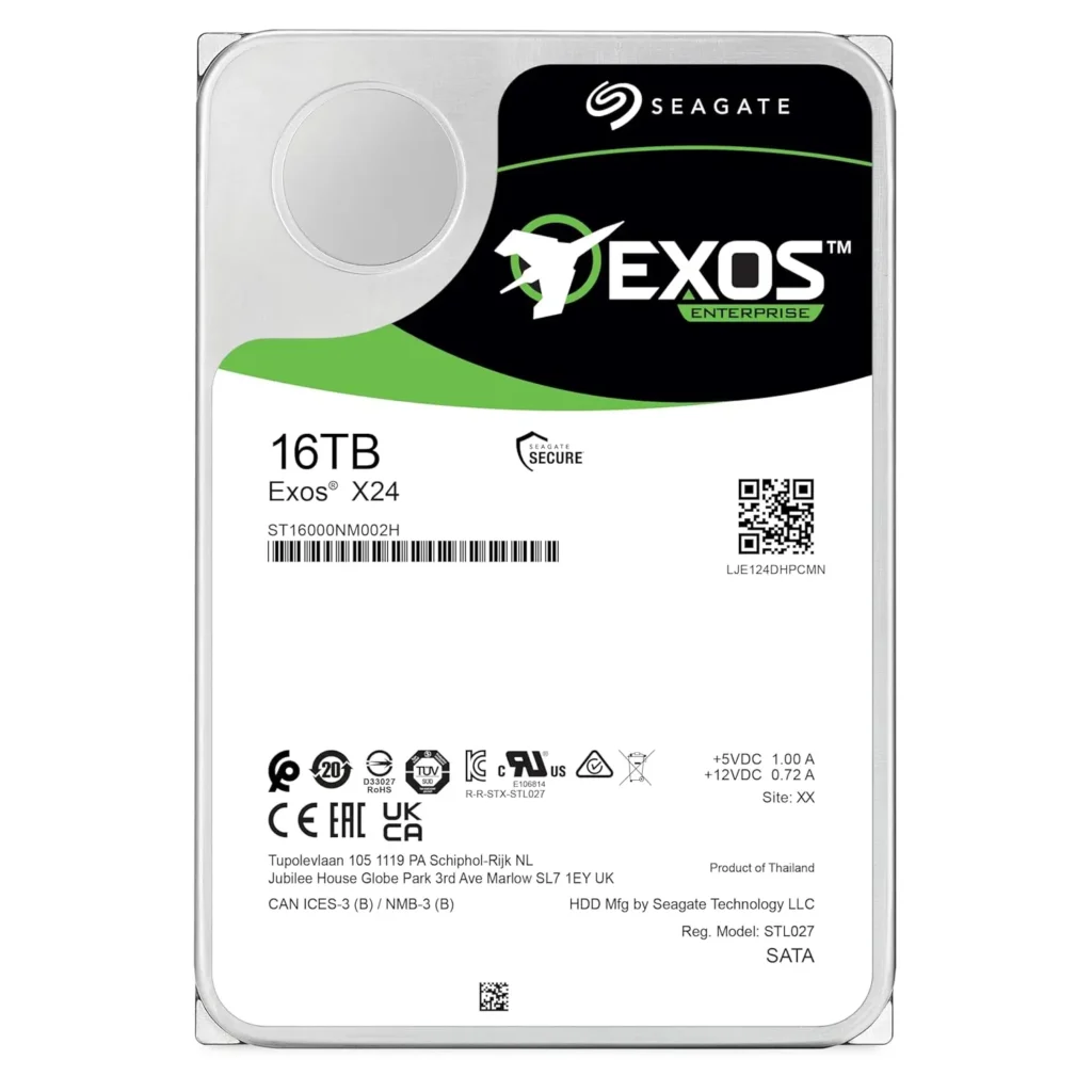Exos X24, SEAGATE, HDD, 16TB Enterprise Internal Hard Drive HDD - 6GB/s SAS 7200RPM 2.5M MTBF.