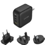 P1112ABK, UNITEK, Charger, 100W 4-in-1 USB GaN Charger (3*USB-C PD + USB-A QC3.0), With US/EU/UK/AU Plugs, Black.