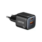 P1128A-EU, UNITEK, Power Supply, 20W 2-Port Wall GaN Charger.