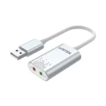 Y-247A, UNITEK, USB Adapter, USB 2.0 External Sound Card Adapter for Stereo Audio, 48KHz 16-bit Silver Color.