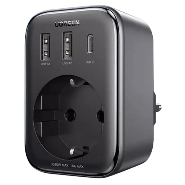 CD314, UGREEN, Adapter, 30W, 1 Socket, USB-A, USB-C, Gray.