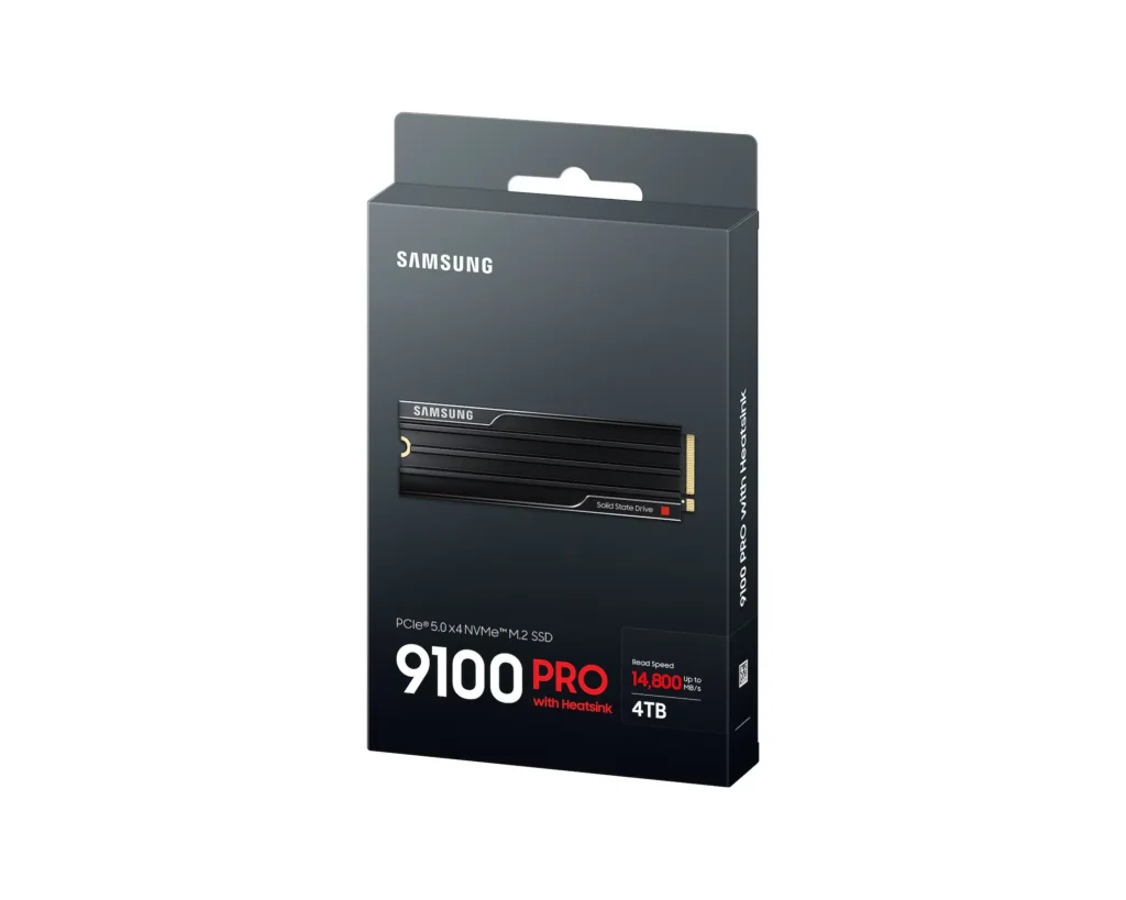 MZ-VAP4T0CW, SAMSUNG, M2 SSD, 9100 PRO NVMe 4TB PCIe® 5.0, R 14,800 MB/s, W 13,400 MB/s, 600TBW w/ Heatsink.