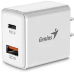 PD-20AC ,GENIUS charger PD-20AC,EU,20W,USB-C port and USB-A port,USB-C PD3.0, White