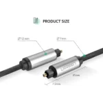 AV108, UGREEN, Cable, Toslink Optical Audio Cable, 2m, Black/Silver.