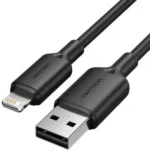 LAMBF, VENTION, USB 2.0 Type-A Male to Lightning Male 2.4A Cable Black PVC Type 1M