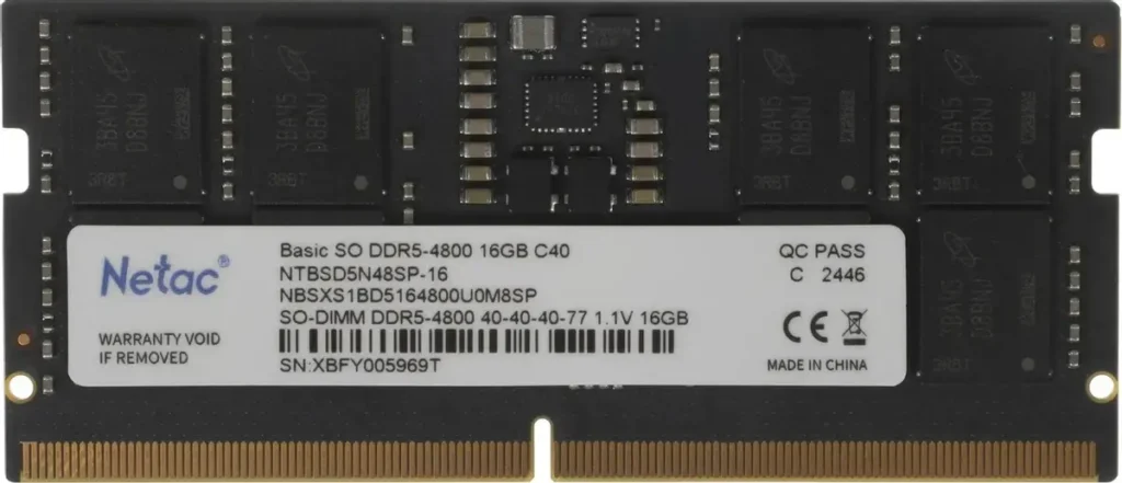 NETAC, RAM, Netac Basic SO DDR5-4800 16GB C40.