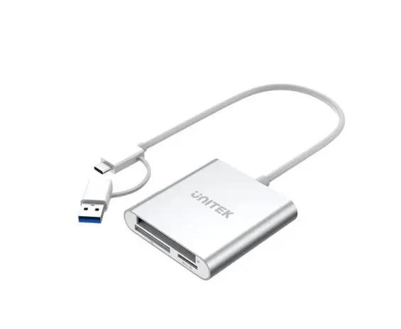 Y-9313D, UNITEK, Card Reader, Y-9313D, USB3.0 to Micro SD/SD/CF Card Reader (With USB-C Adaptor).