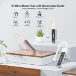 H1319AWH01, UNITEK, USB HUB, Bi-Directional Hub(with Detachable Cable), USB-C/USB-A 5Gb Hub (4*USB-A).