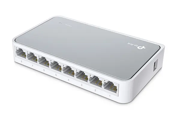 TP-Link, TL-SF1008D, 8-port 10/100M mini Desktop Switch, 8 10/100M RJ45 ports, Plastic case