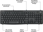 logitech, MK295, Keyboard + Mouse (EN/RU) (Combo) Black